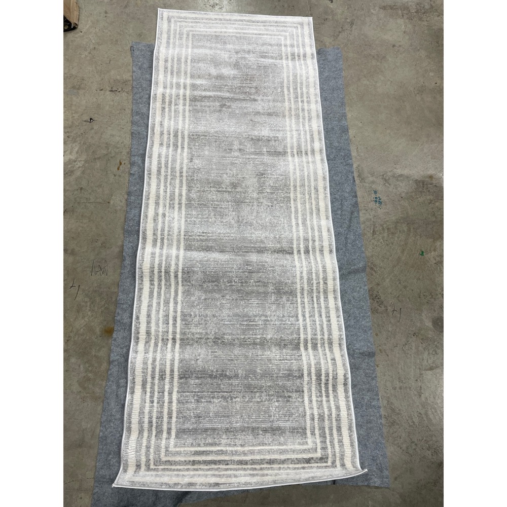 Gertmenian Sasha Runner Rug Home 2ft 7in x 7ft Damson Gray NEW Striped